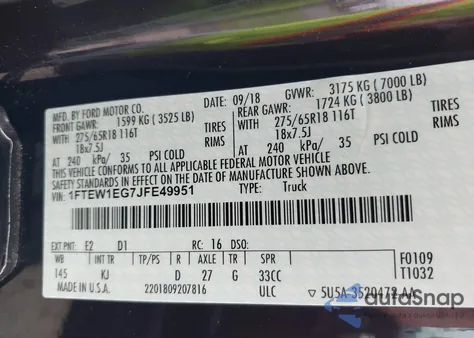 2018 Ford F-150 King Ranch from USA, damaged, VIN 1FTEW1EG7JFE49951